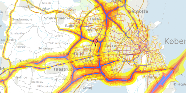 Trafikstøjkort på Kæraasen 22, 2600 Glostrup