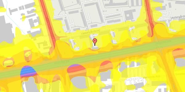 Trafikstøjkort på Vestergårdsvej 97, 1. th, 2600 Glostrup