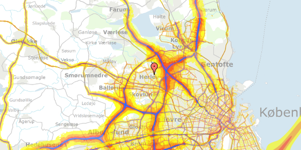 Trafikstøjkort på Bjergbyvej 1, 2730 Herlev