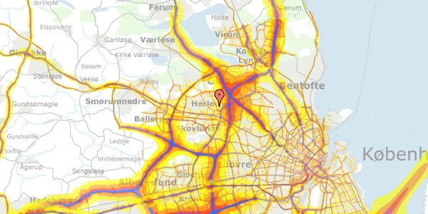 Trafikstøjkort på Jordbjergvej 18, 2730 Herlev