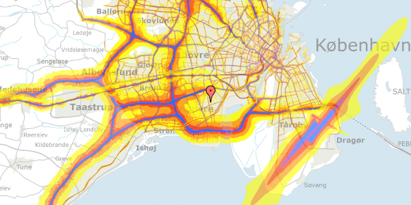 Trafikstøjkort på Berners Vænge 28, 1. th, 2650 Hvidovre