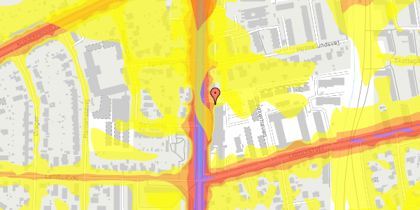 Trafikstøjkort på Hvidovrevej 75, 2650 Hvidovre