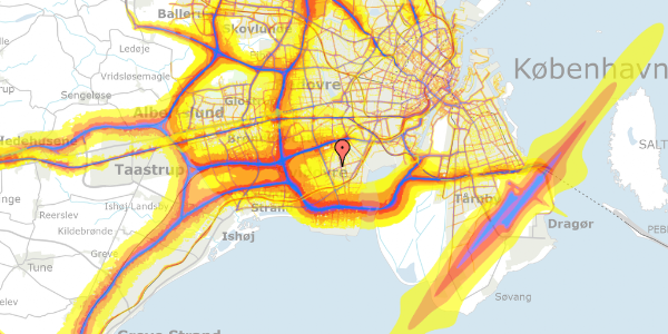 Trafikstøjkort på Sognegårds Alle 39, 1. th, 2650 Hvidovre