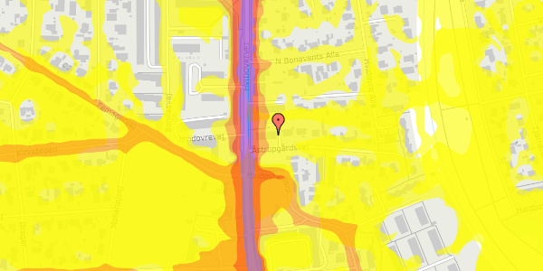 Trafikstøjkort på Åstrupgårdsvej 1E, 2650 Hvidovre