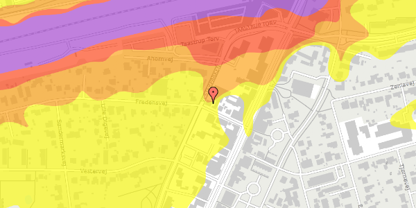 Trafikstøjkort på Fredensvej 8, 2630 Taastrup