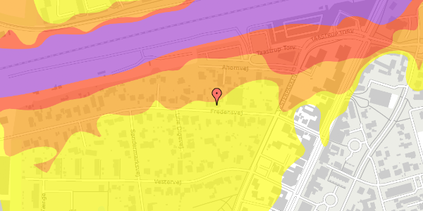 Trafikstøjkort på Fredensvej 18, 2630 Taastrup