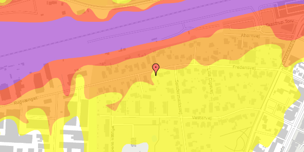 Trafikstøjkort på Fredensvej 33, 2630 Taastrup