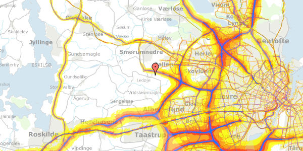 Trafikstøjkort på Degnetoften 3, 2765 Smørum