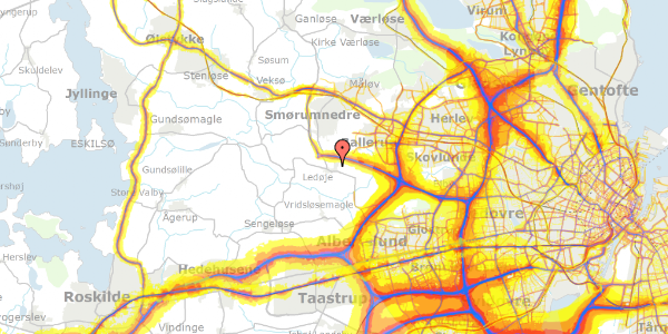 Trafikstøjkort på Klokkertoften 1, 2765 Smørum