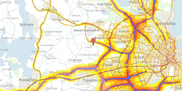 Trafikstøjkort på Ledøje Søndre Gade 3, 2765 Smørum