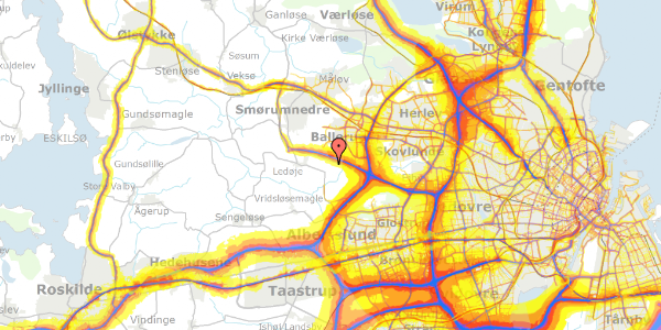 Trafikstøjkort på Margrethelund 9, 2765 Smørum