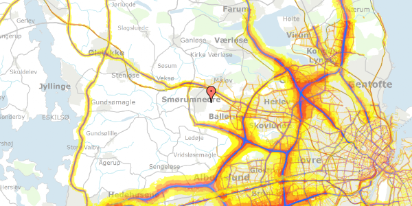 Trafikstøjkort på Astershaven 59, 2765 Smørum