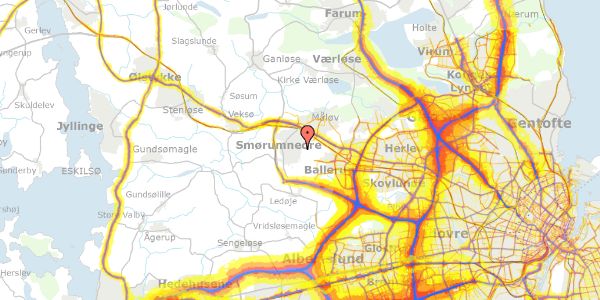 Trafikstøjkort på Astershaven 65, 2765 Smørum