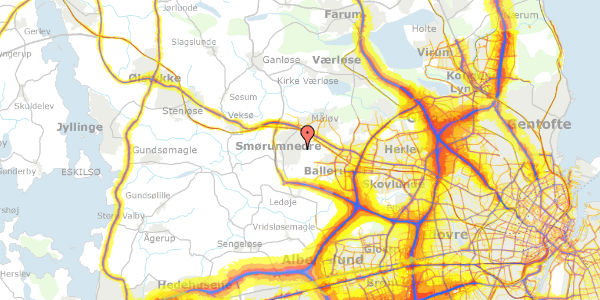 Trafikstøjkort på Astershaven 143, 2765 Smørum