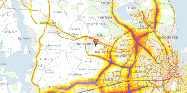 Trafikstøjkort på Georginehaven 5, 2765 Smørum