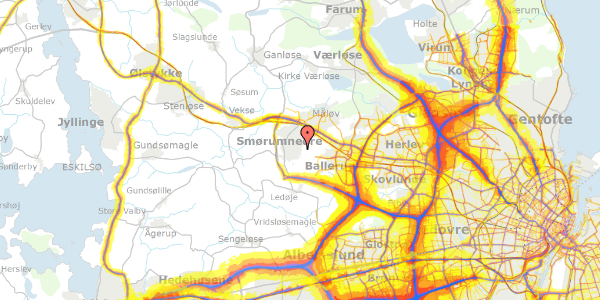 Trafikstøjkort på Georginehaven 92, 2765 Smørum