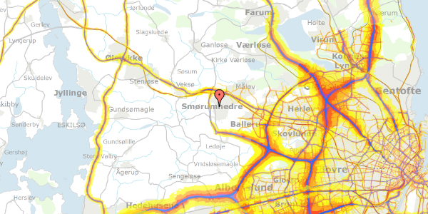 Trafikstøjkort på Hyldekær 47, 2765 Smørum