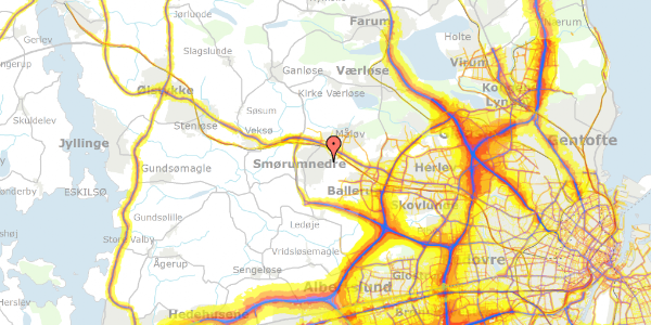 Trafikstøjkort på Kirsebærvangen 24, 2765 Smørum