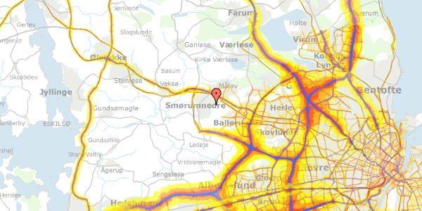 Trafikstøjkort på Kirsebærvangen 182, 2765 Smørum