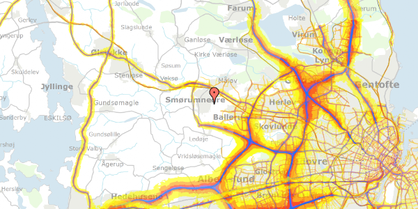 Trafikstøjkort på Latyrushaven 13, 2765 Smørum