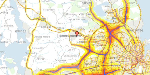 Trafikstøjkort på Latyrushaven 37, 2765 Smørum