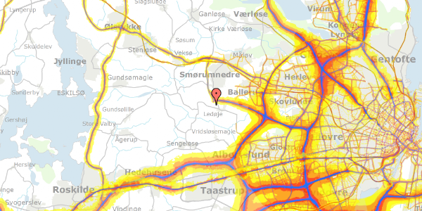 Trafikstøjkort på Nybøllevej 16, 2765 Smørum