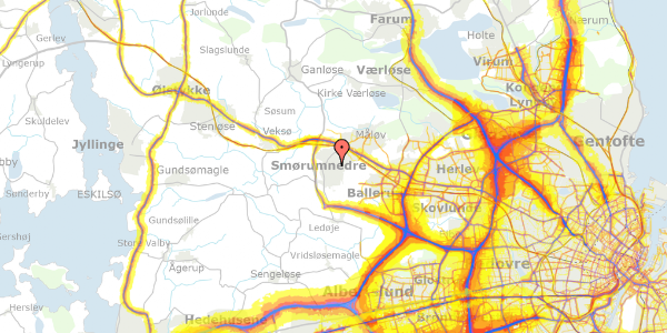 Trafikstøjkort på Primulahaven 3, 2765 Smørum