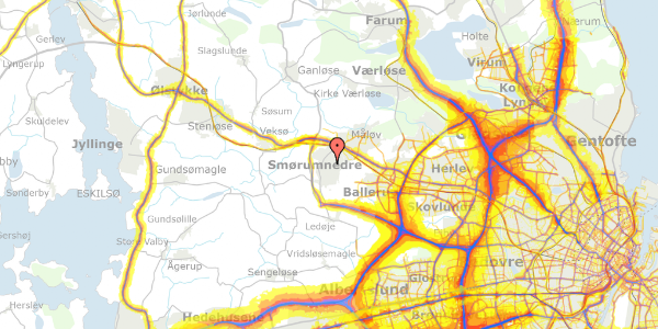 Trafikstøjkort på Primulahaven 8, 2765 Smørum