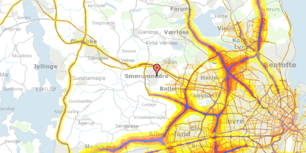 Trafikstøjkort på Primulahaven 17, 2765 Smørum