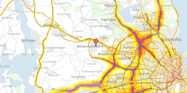 Trafikstøjkort på Primulahaven 36, 2765 Smørum