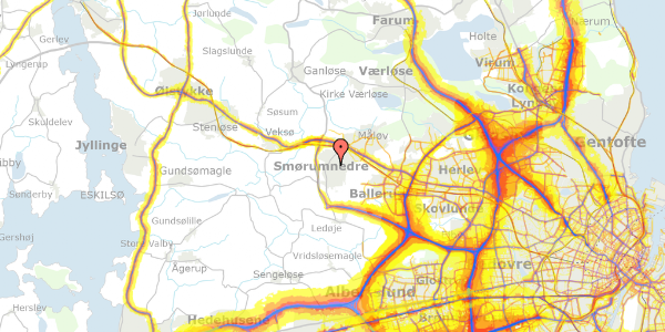 Trafikstøjkort på Primulahaven 48, 2765 Smørum