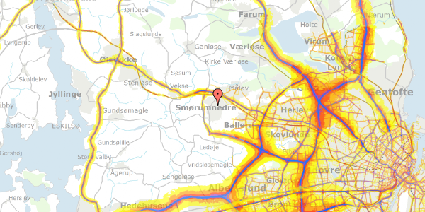 Trafikstøjkort på Rendekrogen 18, 2765 Smørum