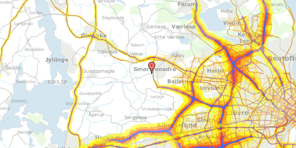 Trafikstøjkort på Smørum Bygade 22, 2765 Smørum