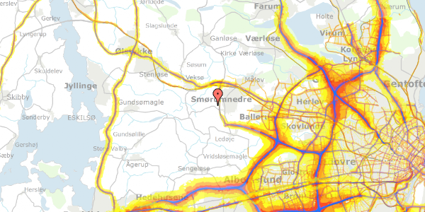 Trafikstøjkort på Smørum Bygade 29, 2765 Smørum