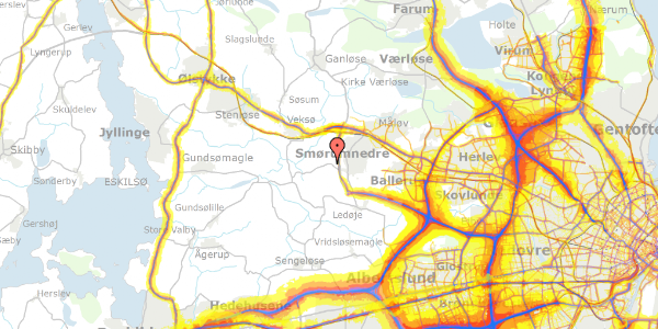 Trafikstøjkort på Smørum Bygade 34, 2765 Smørum