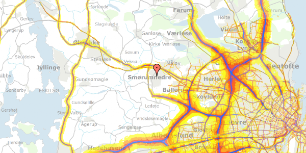 Trafikstøjkort på Smørumnedrevej 24, 2765 Smørum