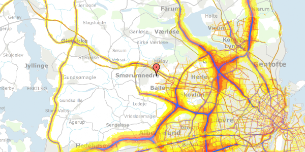 Trafikstøjkort på Stormosevej 11, 2765 Smørum