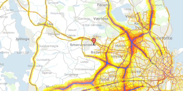 Trafikstøjkort på Stormosevej 37, 2765 Smørum