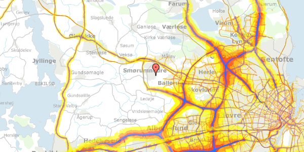 Trafikstøjkort på Teglkær 4, 2765 Smørum