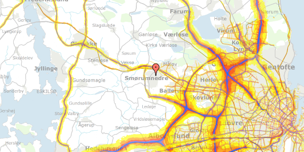 Trafikstøjkort på Tulipanhaven 5, 2765 Smørum