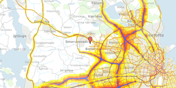 Trafikstøjkort på Tørveslettevej 8, 2765 Smørum