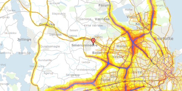 Trafikstøjkort på Åkandehaven 224, 2765 Smørum