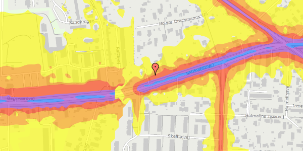 Trafikstøjkort på Bagsværdvej 94, 2800 Kongens Lyngby