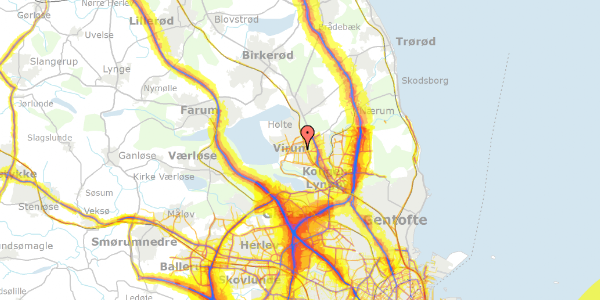 Trafikstøjkort på Bakketoppen 4, 2830 Virum