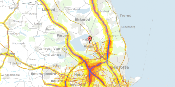 Trafikstøjkort på Bakkevej 5A, 2830 Virum