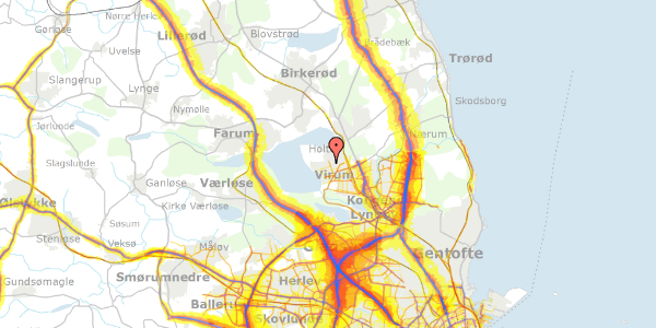 Trafikstøjkort på Bakkevej 7A, 2830 Virum