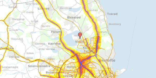 Trafikstøjkort på Bakkevej 13B, 2830 Virum