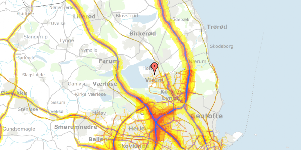 Trafikstøjkort på Bakkevej 16B, 2830 Virum