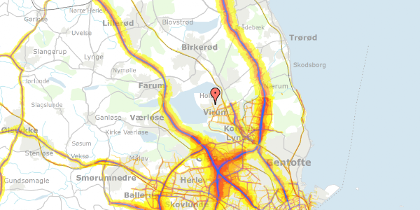 Trafikstøjkort på Bakkevej 20A, 2830 Virum