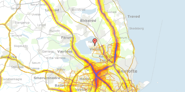 Trafikstøjkort på Bakkevej 22A, 2830 Virum